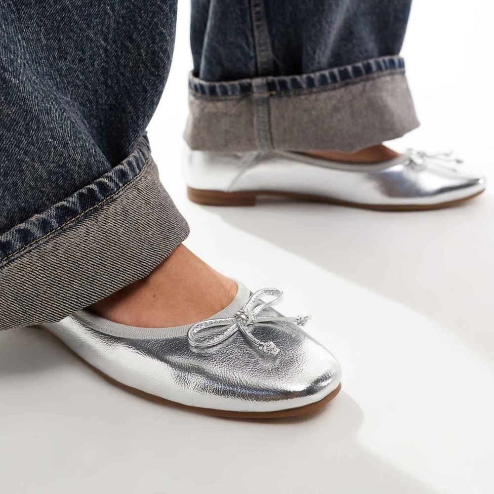 ASOS Wide Fit Ballet Flats in Silver